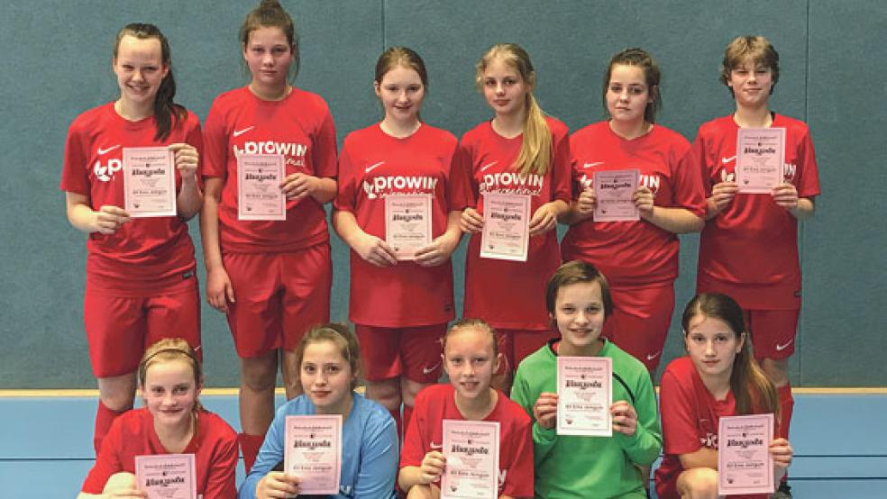 Für den SV Ems spielten: (hinten, von links) Rena Woldenga, Lissa Even, Annika Sinning, Feemke Buss, Emily de Boer, Leona Büscher sowie (unten, von links) Edda Foget, Rieke Brinkmann, Jana Groeneveld, Vanessa Hoffmann, Anna-Julie Hofman. Es fehlten: Michelle Maas, Laura Sonnenberg, Jule Hofmann.  © Foto: privat
