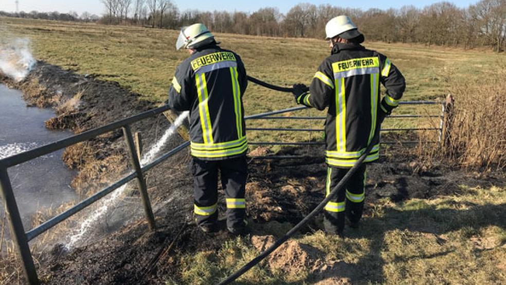Die Feuerwehr war heute in Diele im Einsatz, trockenes Gras war in Brand geraten. © Foto: Feuerwehr