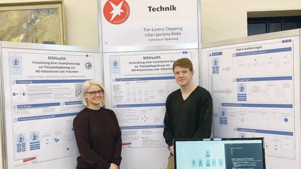 Jasmina Rieke und Tim-Lorenz Depping aus Papenburg haben eine Smartphone-App entwickelt, die bei der Behandlung von MS-Patienten wertvolle Hilfe leistet. Dafür werden sie mit einem Preis der Christoffel-Blindenmission (CBM) ausgezeichnet. © Foto: privat