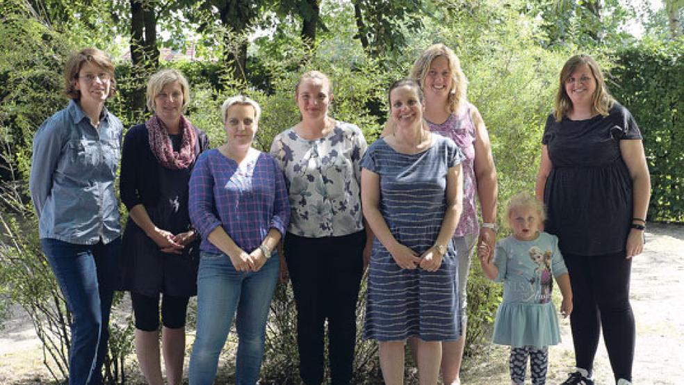 Der neue Vorstand des Fördervereins für den Kindergarten Möhlenwarf setzt sich zusammen aus (von links): Heike Siemers, Ingrid Sonnenberg, Tanja Oltrop, Jennifer Barth, Friederike Röskens, Christina Hanken und Svenja Reents. Es fehlt Patrick Wessels. © Fotos: Förderverein