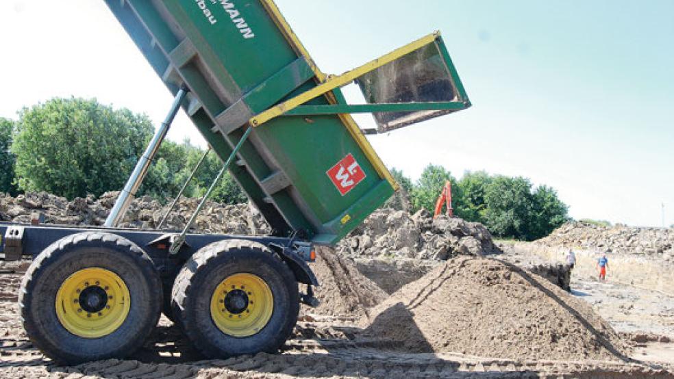 Die Arbeiten für die Erschließung des Baugebietes »Alt Möhlenwarf« laufen seit fast zwei Wochen. © Foto: Hoegen
