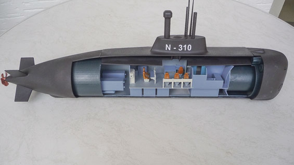 Der Entwurf des U-Boots vom Typ »N-310«: Es handelt sich um ein verhältnismäßig kleines Boot mit 31 Metern Länge, 6,50 Meter Breite und einer Verdrängung von 420 Tonnen. © Foto: NES