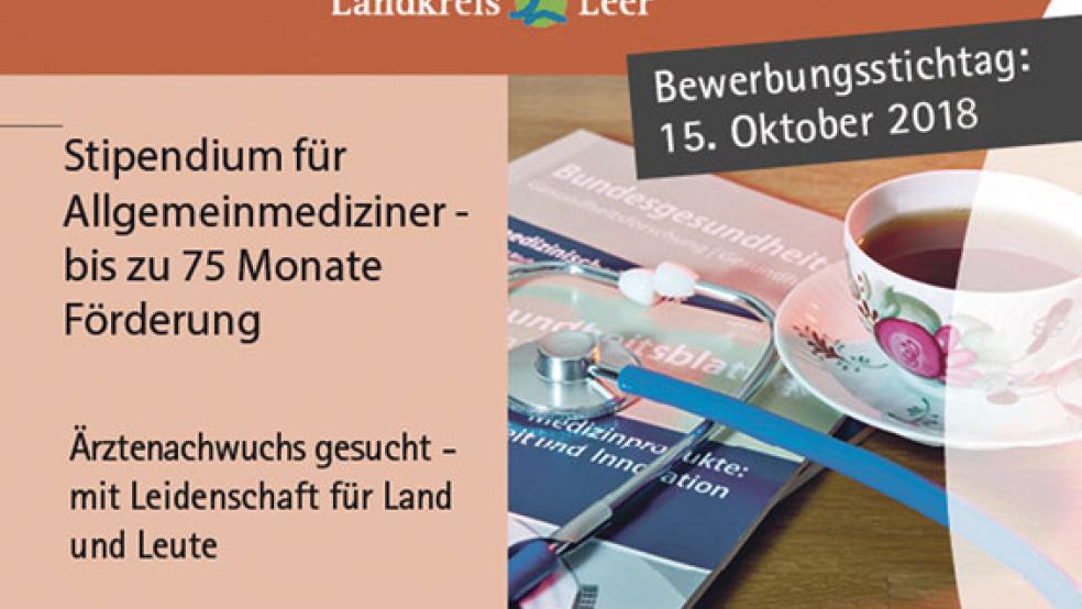 Ärzte sind im Landkreis Leer Mangelware. Die Kreisbehörde bietet wieder drei Stipendien an. Die Bewerbungsfrist endet am 15. Oktober.  © Foto: Landkreis Leer