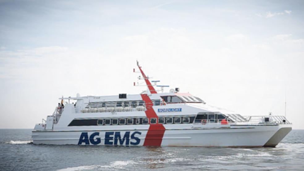 Mit dem Katamaran MS »Nordlicht« können Rheiderländer ab Mitte Mai 2019 jeden Sonntag um 8.30 Uhr ab Ditzum mit einem Zwischenstopp im Emder Außenhafen zur Insel Borkum fahren. © Foto: Reederei »AG Ems«