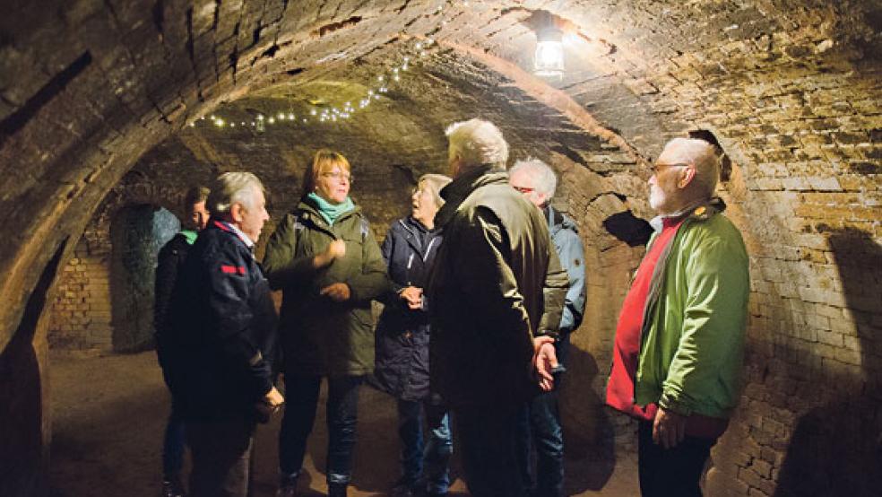 Zurück in die »Steinzeit«: Alt-Ziegler Paul Zimmer (Zweiter von links) erläuterte der Grünen-Abgeordneten Meta Janssen-Kucz (Dritte von links) sowie Nabu-Vertretern die Funktionsweise des Ringofens der Ziegelei. Zimmer war von 1955 bis 1972 auf der Ziegelei beschäftigt, die letzten zwölf Jahre als Brennmeister. Der Ofen fasste rund 160.000 Rohlinge, die in etwa acht Tagen in dem Ofen schrittweise zu Ziegeln gebrannt wurden. Die Arbeitsbedingungen waren hart: Es gab eine Sieben-Tage-Woche und nur einen Tag Urlaub im Monat, berichtetet Zimmer.  © Foto: Hanken