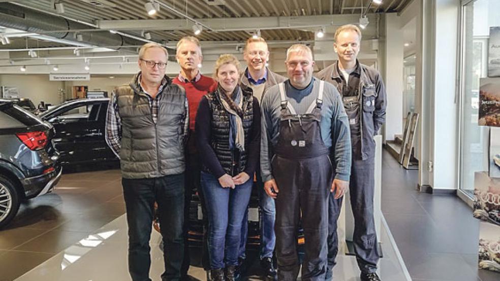 Der neue Betriebsrat mit (vorne, von links) Joachim Peters, Sylvia Aden und Jörg Boekhoff. Hinten, von links: Wolfram Kuhnt, Frank Bleeker und Wilfried Schmid. © Foto: privat