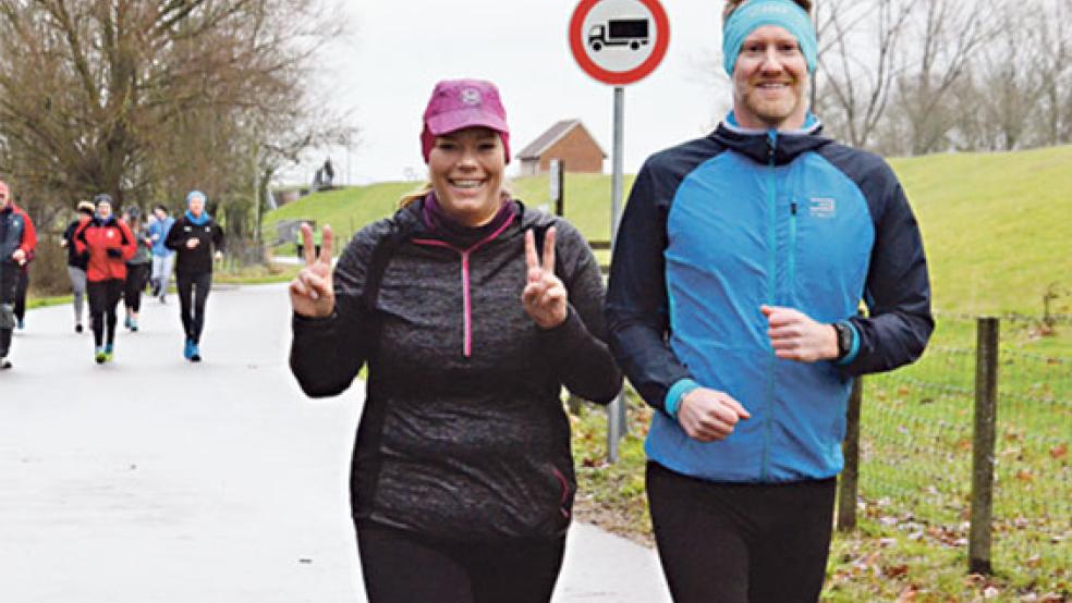 Gute Laune fehlte beim Winterlauf trotz des eher durchwachsenen Wetters nicht. © Foto: Muising