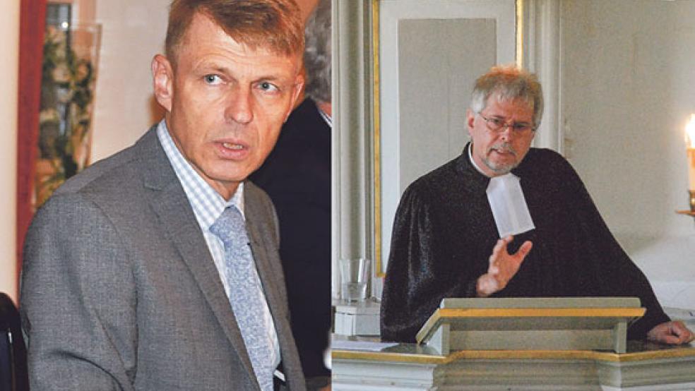 Sind sich beim Thema »Verkaufsoffener Sonntag nicht einig: IHK-Präsident Dr. Bernhard Brons (links) und Dr. Martin Heimbucher von der ev.-ref. Kirche. © Fotos: Kuper/Boelmann