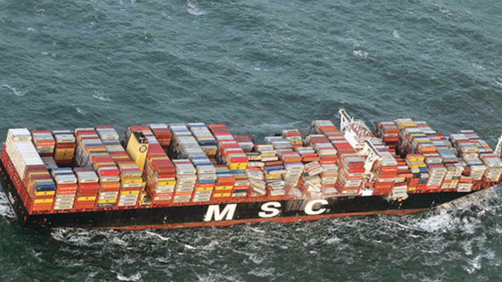 Die »MSC Zoe« hat in der Nordsee mindestens 345 Container verloren. © Foto: dpa/Havariekommando