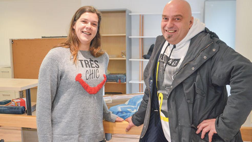 Noch ist das Büro eine Baustelle. Am kommenden Samstag öffnen Annika Pals und Thomas Hartmann-Rieks ihre Türen, bs dahin soll alles fertig sein. © Foto: Muising