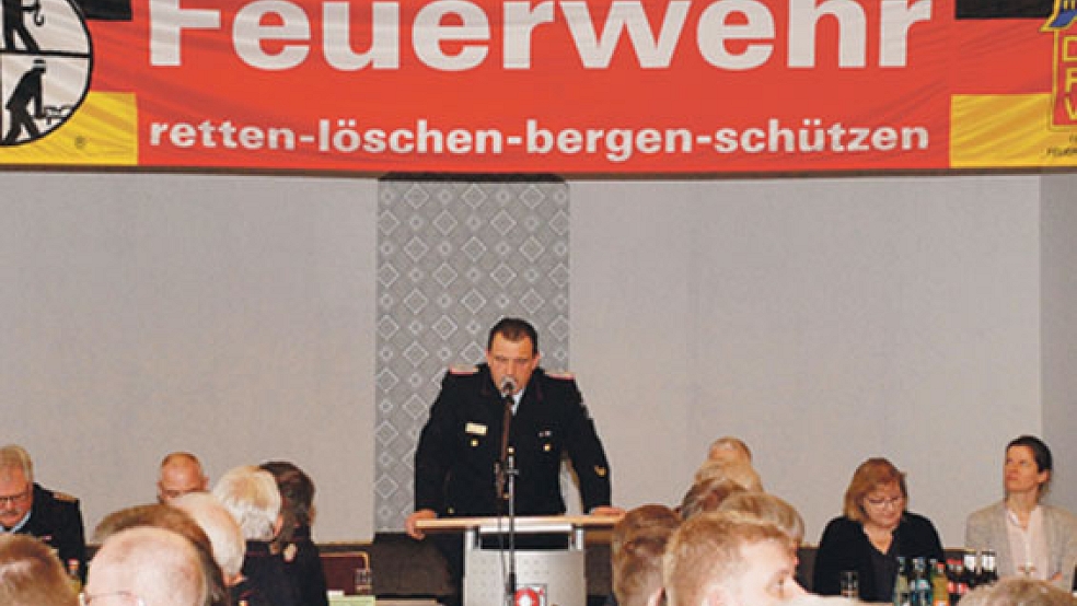 Kreisbrandmeister Johann Waten leitete seine zweite Tagung mit deutlichen Worten über die Moorbrände. © Foto: Kuper