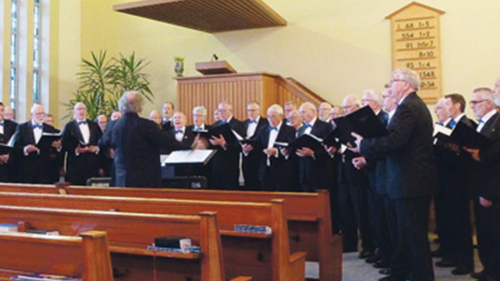 Der christliche Männerchor »Crescendo«, hier bei einem früheren Auftritt, wird am 10. März einen Musikalischen Abend in der ev.-altreformierten Kirche in Bunde gestalten. © Foto: Bernhard Schomaker