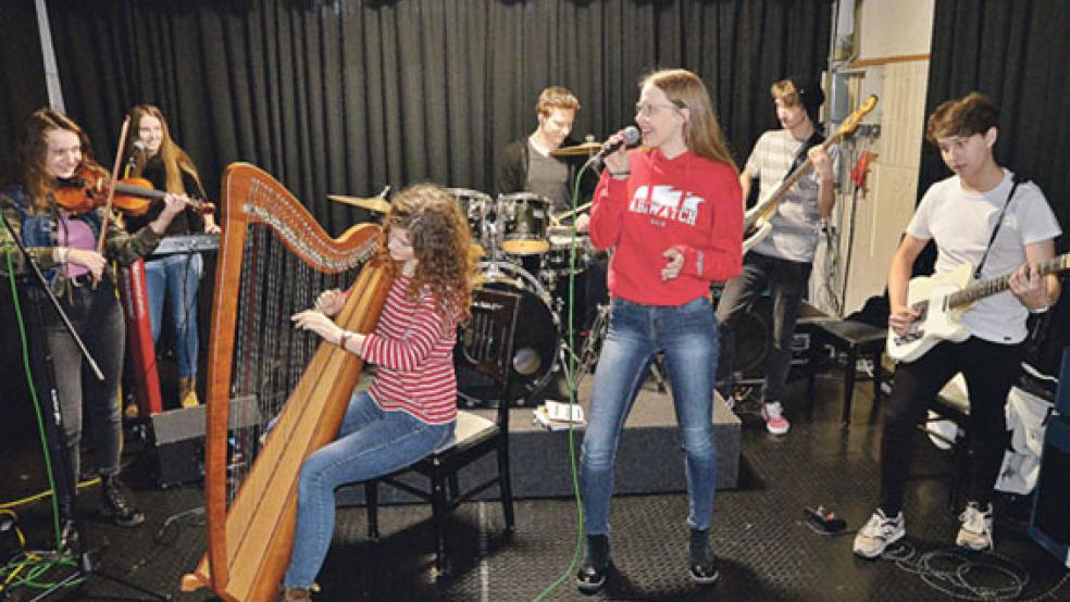 Die Bingumerin Leonie Beese spielt Harfe in der Indie-Pop Gruppe »8 Seasons«. © Foto: Ammermann