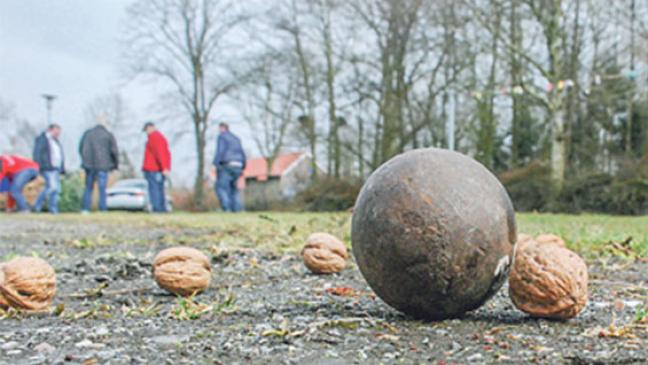 Walnüsse  aus dem Kreis schießen
