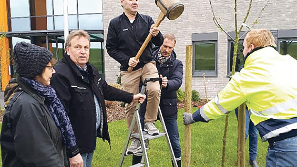 Viele Mitarbeiter halfen am Standort Jemgum bei der Baum­pflanz-Aktion mit. © Foto: Wärtsilä Jovyatlas Euroatlas GmbH