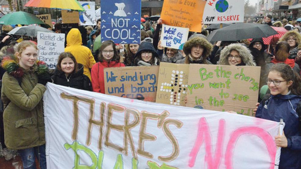 Schon im März demonstrierten in Leer zahlreiche Schüler für den Klimaschutz. © Archivfoto: Muising