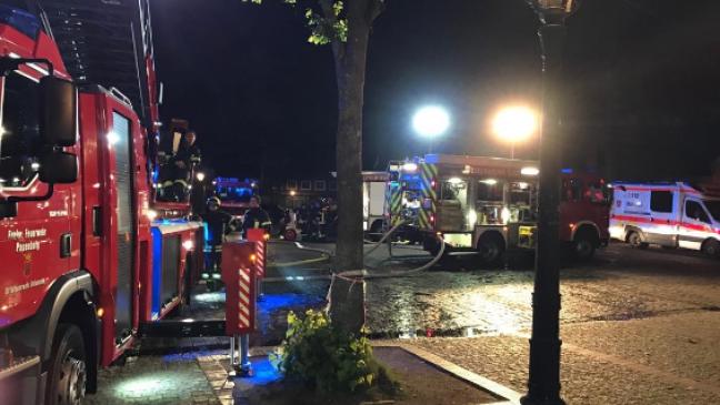 Sürken-Turm in Aschendorf in Flammen