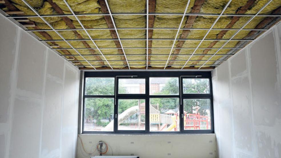 An der Oberschule in Weener an der Wiesenstraße wird derzeit der ehemalige Küchentrakt umgebaut. Dort werden neben einem Lehrerzimmer (unser Bild) noch weitere Räume geschaffen. © Foto: Boelmann