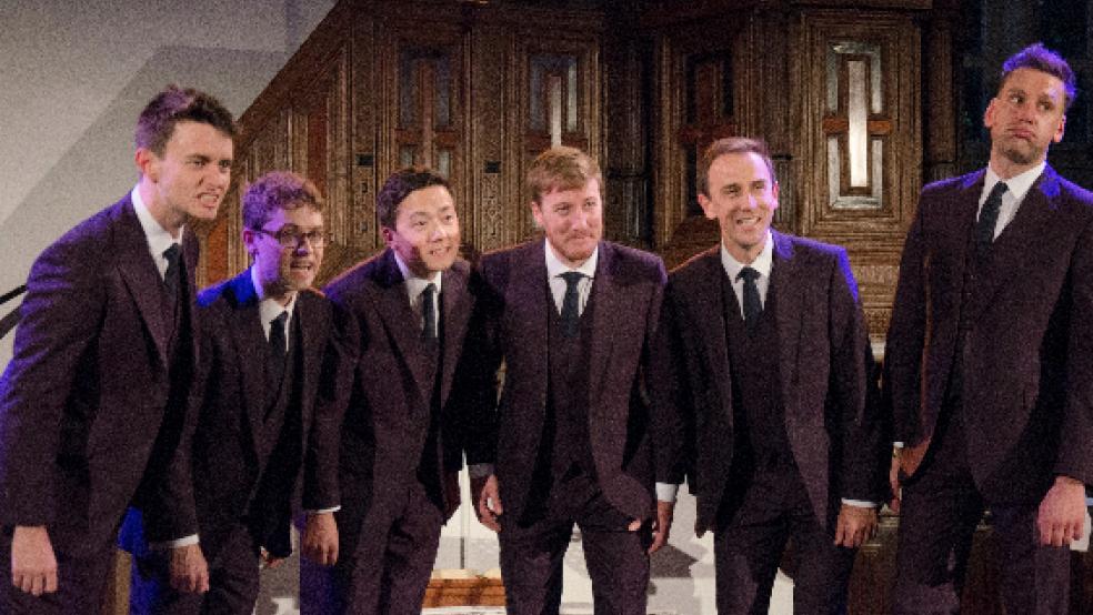 Starke Stimmen: (von links) Patrick Dunachie (Countertenor), Edward Button (Countertenor), Julian Gregory (Tenor), Christopher Bruerton (Bariton), Nick Ashby (Bariton) und Jonathan Howard (Bass) alias »The King´s Singers«. © Hanken
