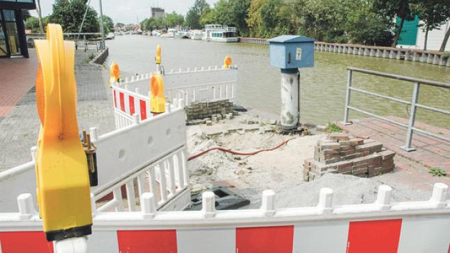 Kaimauer im Hafen versackt