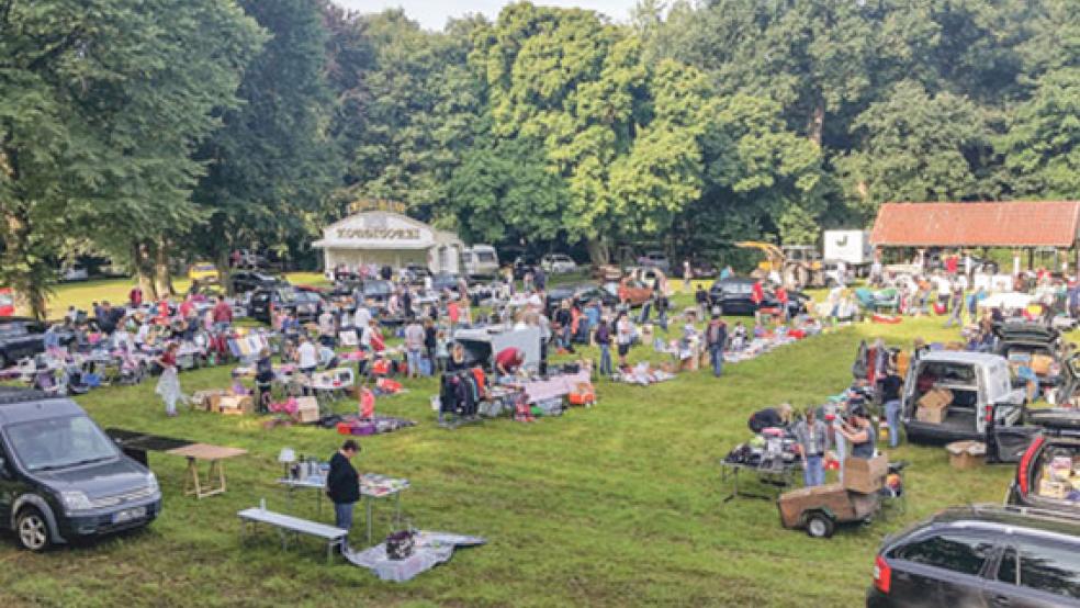 Idyllische Kulisse für geschäftiges Treiben: Im Stapelmoorer Park ist am Sonnabend wieder Flohmarkt. © Foto: privat
