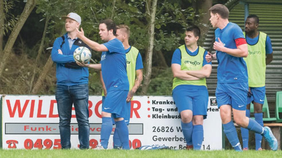 Betreuer Steffen Brauer (links) musste für den verletzten Timo Nee das Tor hüten. © Archivfoto: Bruins