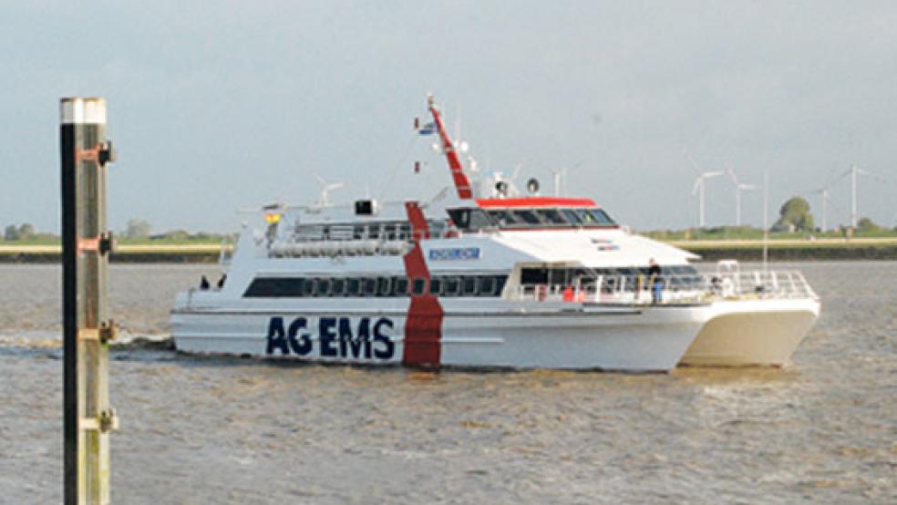 Der Katamaran »Nordlicht« der Reederei AG Ems wird auch im kommenden Jahr zwischen Ditzum und der Insel Borkum verkehren. © Foto: Kuper