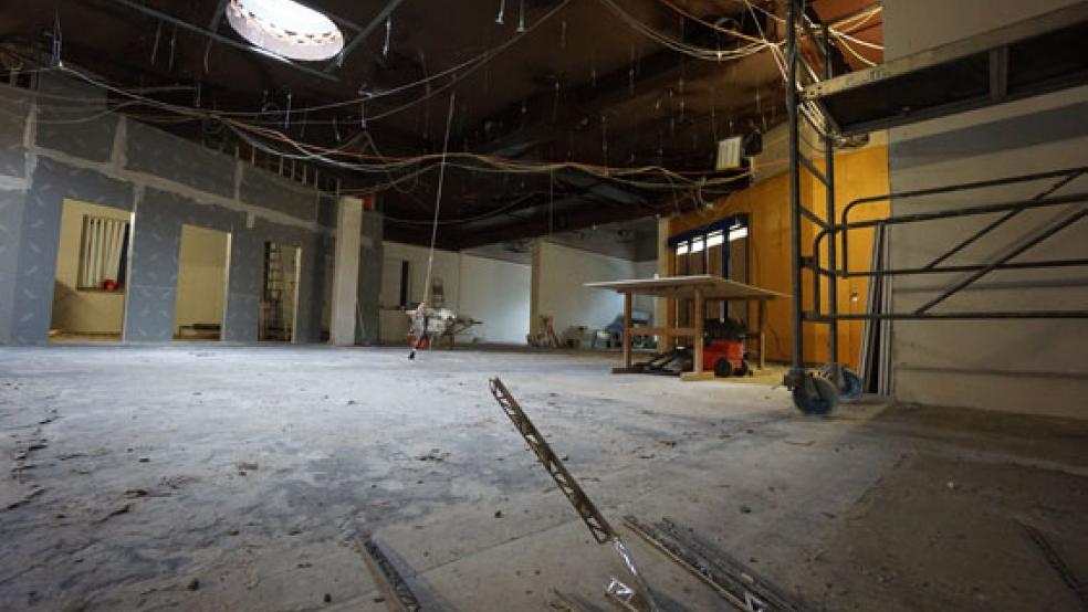 Die Bauarbeiten in der Papenburger OVB-Filiale sollen bis Mitte dieses Jahres beendet sein. © Foto: Moormann