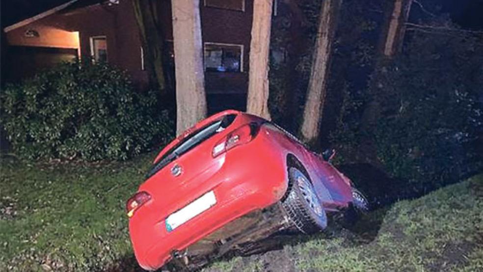 Die Fahrt einer 49-Jährigen aus Rhauderfehn endete gestern Abend im Straßengraben. © Foto: Polizei