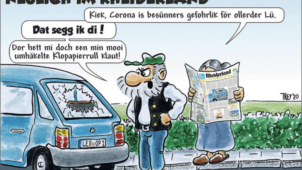 Thomas Trey hat auch in Krisenzeiten den Schalk im Nacken. © kah/RZ-Karikatur: Thomas Trey