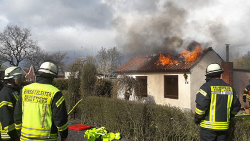 Das Gartenhaus wurde durch die Flammen weitgehend zerstört. © Foto: Wolters
