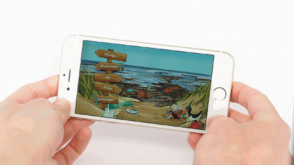 Unterhaltsam und lehrreich: Die Spiele-App »Watten Games«. © Foto: Ostfriesland Tourismus GmbH