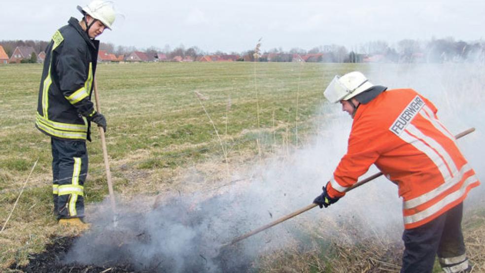 Zunnehmende Trockenheit führt auch in diesem Frühjahr wieder zu diversen Vegetationsbränden in Ostfriesland. Die Feuerwehren bitten Landwirte nun um Unterstützung bei der Bekämpfung. © Foto: RZ-Archiv