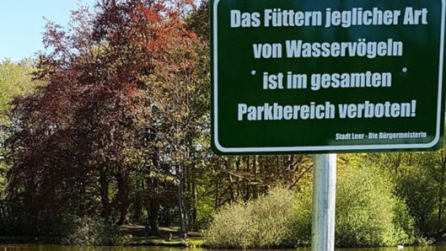 »Füttern verboten« am Park-Teich