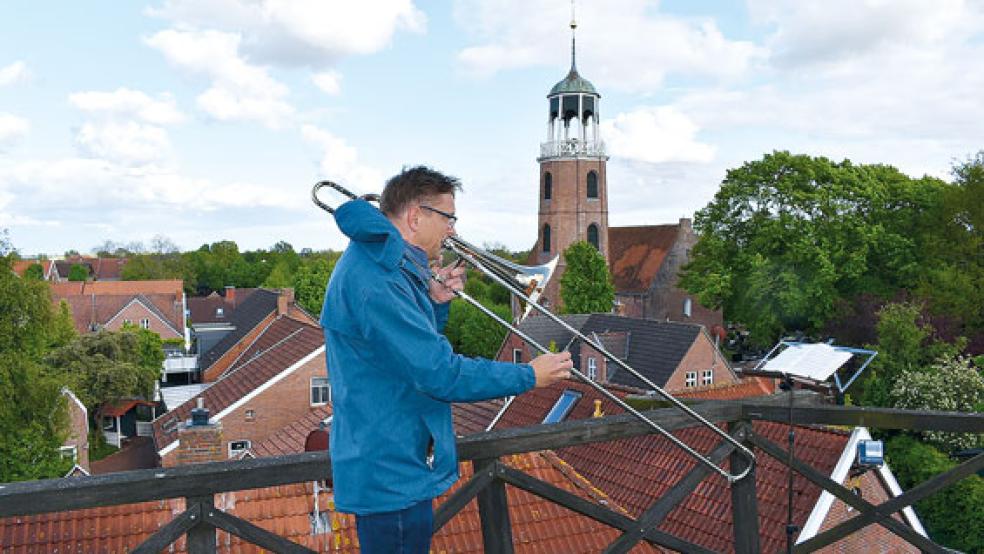 Mit musikalischen Grüßen von der Ditzumer Mühle wurde der Himmelfahrtsgottesdienst im Internet eröffnet. © Foto: Kuper