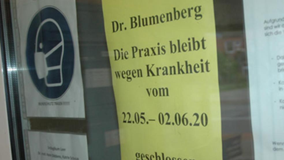 Die Hausarztpraxis von Dr. med. Gerd Blumenberg in Leer ist zurzeit geschlossen. © Foto: Szyska