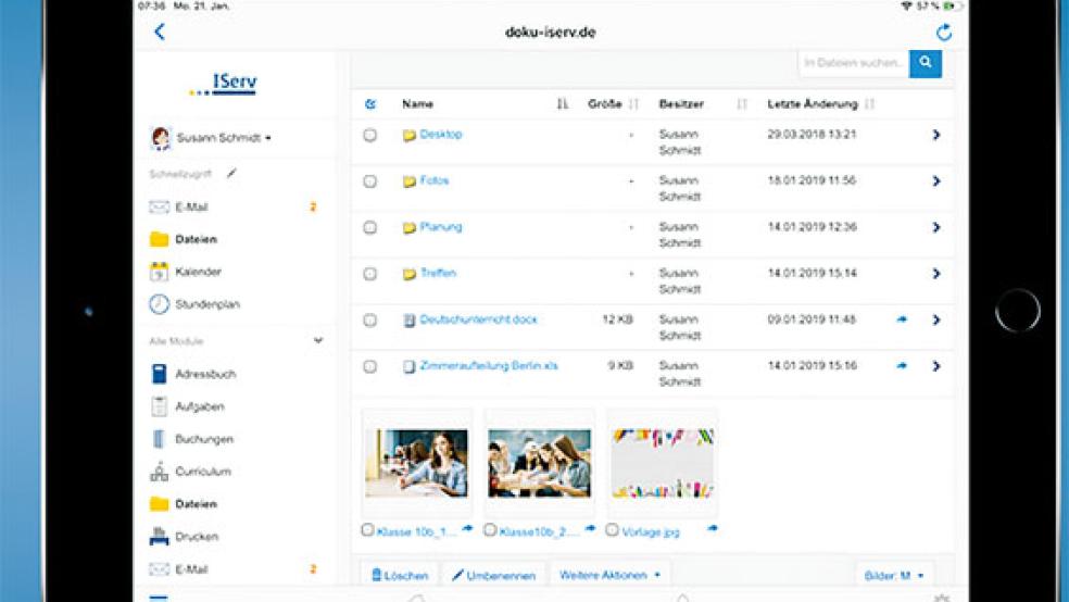 Viele Schüler im Rheiderland nutzen schon zuhause die digitale Kommunikationsplattform »IServ«. © Foto: RZ-Screenshot