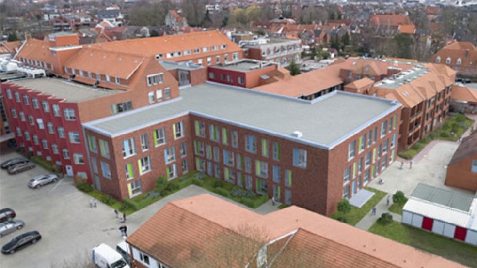Der geplante Neubau der Intensivstation am Borromäus Hospital Leer soll 2022 eröffnet werden. Jetzt gibt es vom Land Niedersachsen weiteres Geld für das Projekt. © Foto: Borromäus Hospital