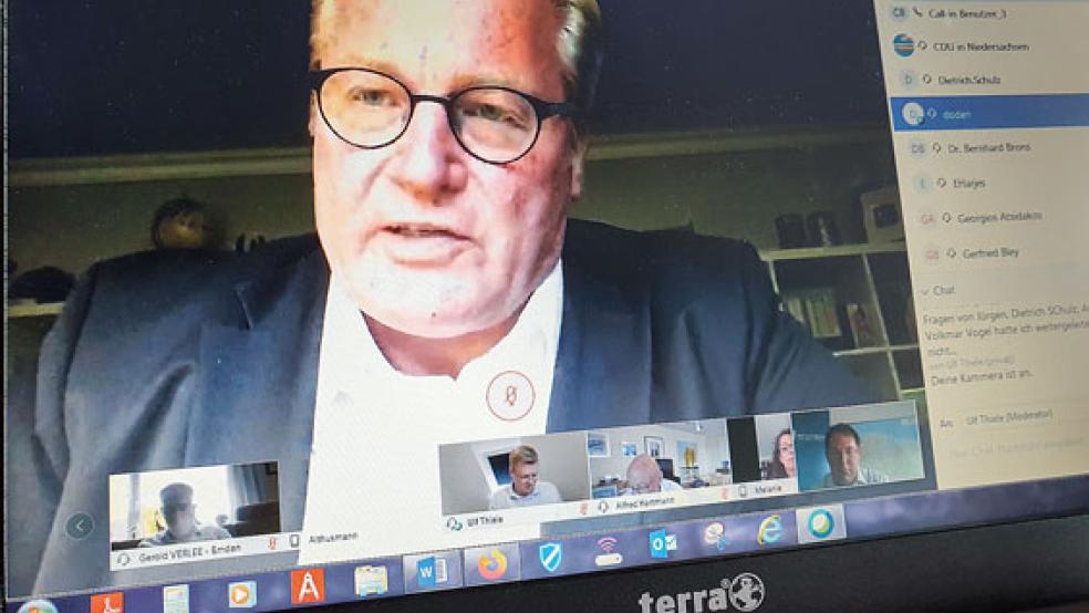 In einem virtuellen Wirtschaftsgespräch des CDU-Kreisverbandes Leer stand der Landesvorsitzende der CDU Niedersachsen und Wirtschaftsminister Dr. Bernd Althusmann jetzt Unternehmerinnen und Unternehmern Rede und Antwort.  © Foto: CDU
