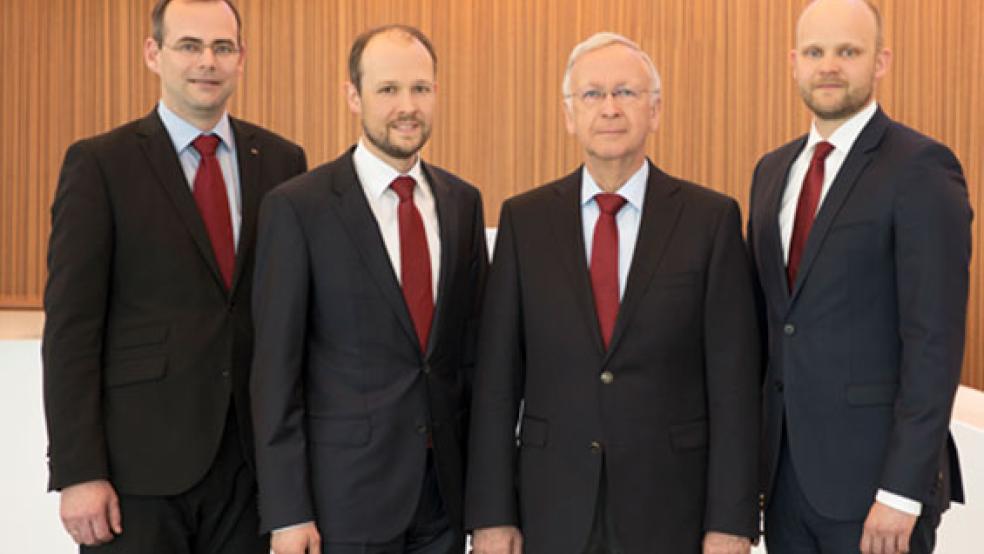 Die Geschäftsführung der Meyer Werft (v.l.n.r.): Thomas Weigend, Dr. Jan Meyer, Bernard Meyer und Tim Meyer. © Foto: Meyer Werft