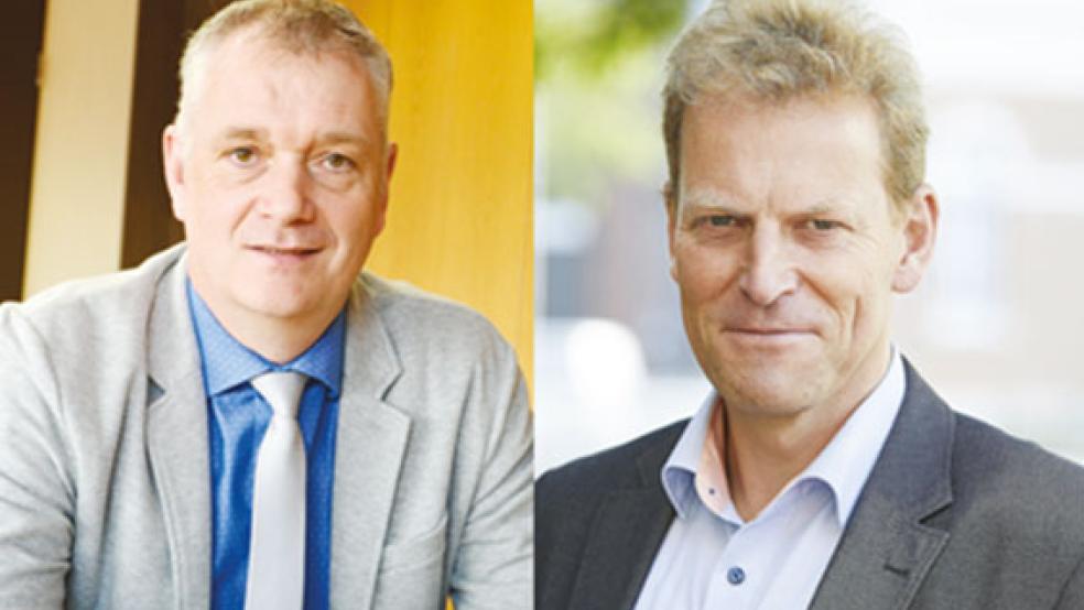 Die Bürgermeister Günter Harders aus Ostrhauderfehn (links) und Geert Müller aus Rhauderfehn führten ein erstes Gespräch über eine mögliche Gemeindefusion. © Fotos: Kruse