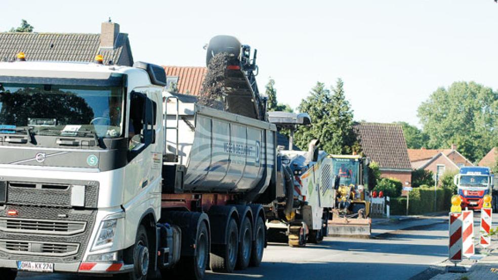 Wie angekündigt sind die Bauarbeiten in der Dieler Ortsdurchfahrt gestern Vormittag angelaufen.  © Foto: Hoegen