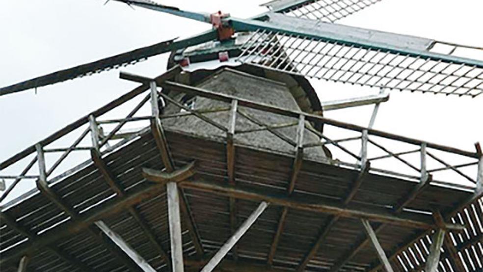 Der Emder Uwe Lottmann ist mit 33 Jahren das jüngste Mitglied im »Mühlen-Trupp« für die Pflege der Mühle in Hinte. © Foto: Meyer 