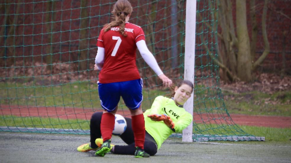 Aaltje Bachmann hielt am Sonntag mehrfach stark und ist in der Bezirksliga noch ohne Gegentor. © Archivfoto: Bachmann