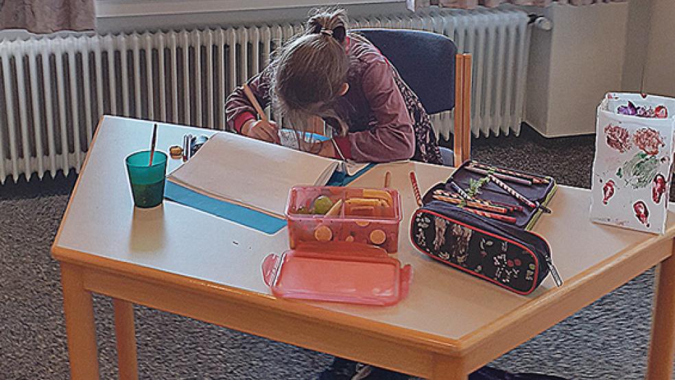 Für jedes angemeldete Kind hatten die Lehrkräfte der Grundschule in Holthusen Mappen mit Arbeitsblättern vorbereitet. © Fotos: privat