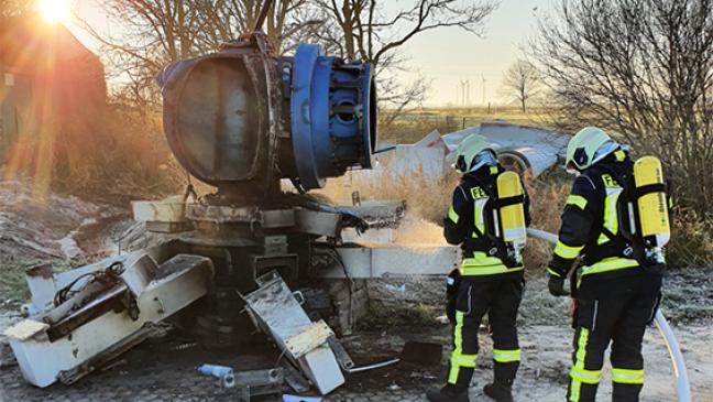 Windkonverterteil in Brand