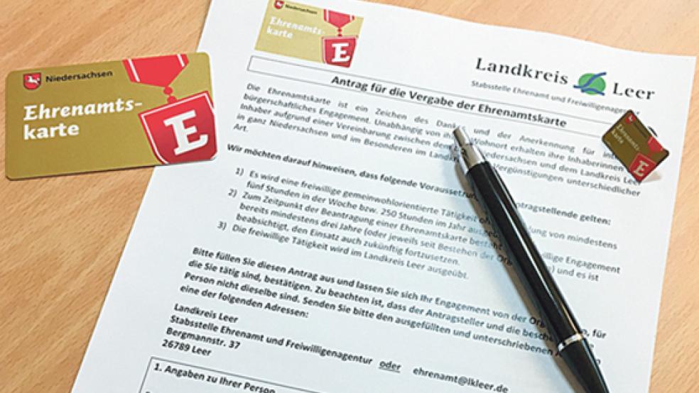 Im Landkreis Leer haben seit der Einführung rund 700 Menschen eine Ehrenamtskarte erhalten. © Foto: Landkreis Leer