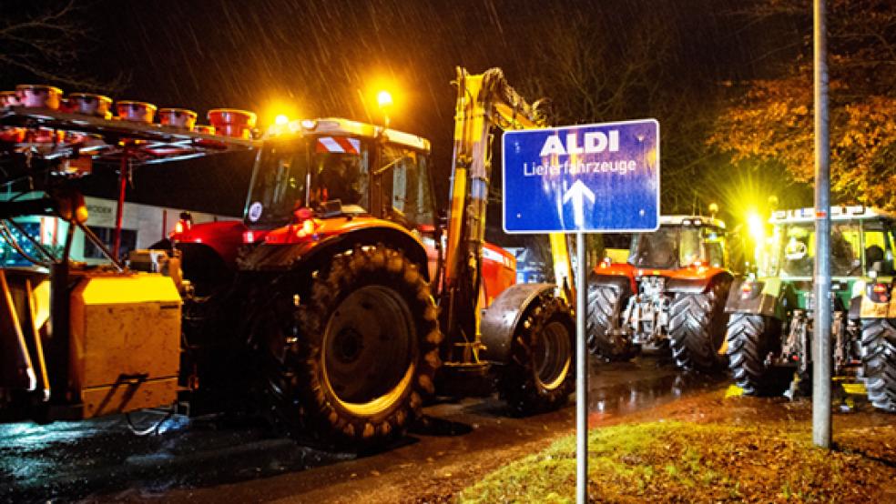 Proteste wie Ende Dezember, als Landwirte das Aldi-Zentrallager in Hesel blockierten, sind vorerst nicht geplant. © Foto: Dittrich/dpa