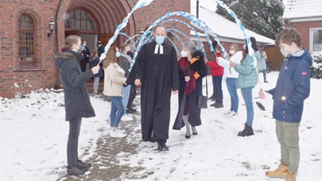 Vor der Erlöserkirche wartete ein Spalier