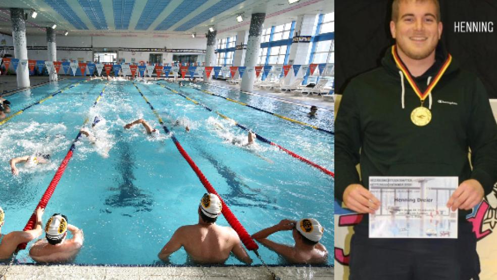 Henning Dreyer und seine Mitstreiter von der DLRG Weener konnten seit Monaten nicht schwimmen. © Collage: Pixabay/privat